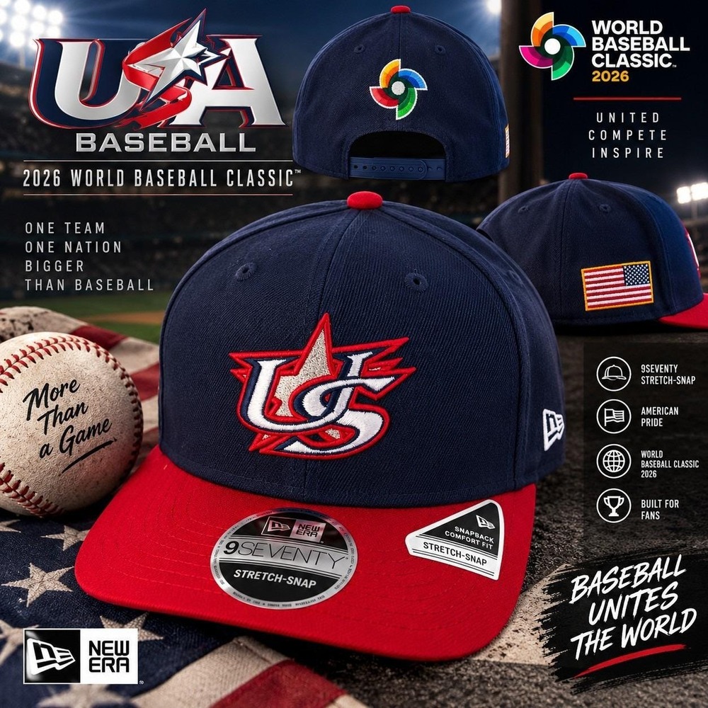 New Era Team USA 2026 WBC 9SEVENTY Stretch Snap Hat Navy Red Baseball Cap